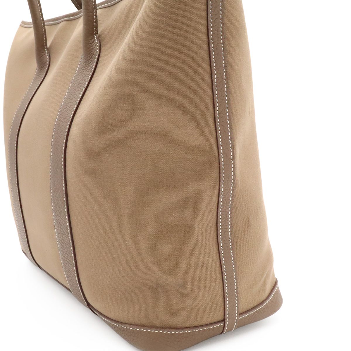Hermes Garden Zip MM Tote Shoulder Bag Toile Officier Leather Etoupe Greige — view 6