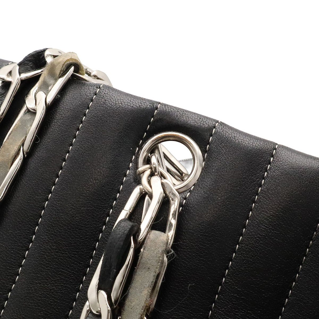 Chanel New Mademoiselle Tote Shoulder Bag Chain Leather Black Silver — view 6