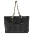 Chanel New Mademoiselle Tote Shoulder Bag Chain Leather Black Silver