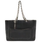 Chanel New Mademoiselle Tote Shoulder Bag Chain Leather Black Silver