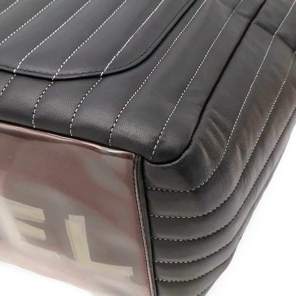 Chanel New Mademoiselle Tote Shoulder Bag Chain Leather Black Silver — view 3