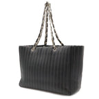 Chanel New Mademoiselle Tote Shoulder Bag Chain Leather Black Silver — view 2