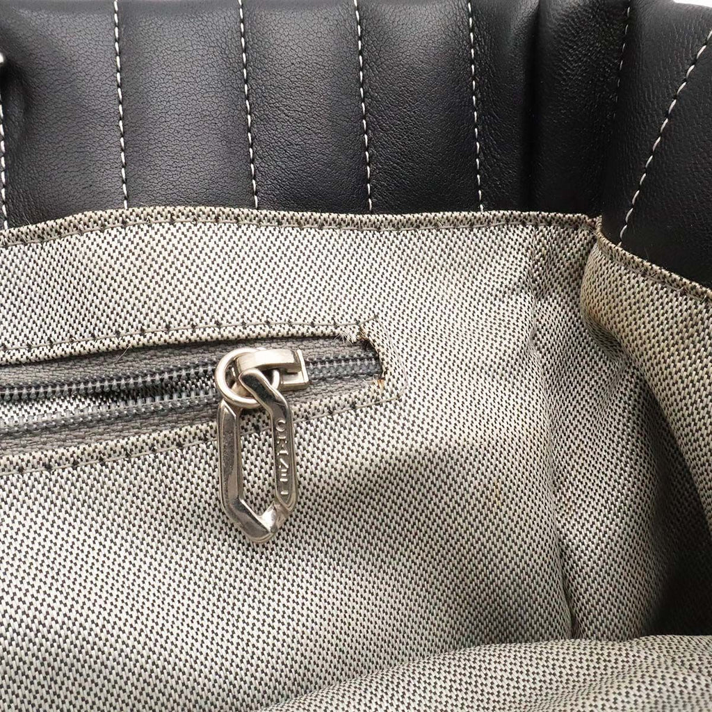 Chanel New Mademoiselle Tote Shoulder Bag Chain Leather Black Silver — view 8