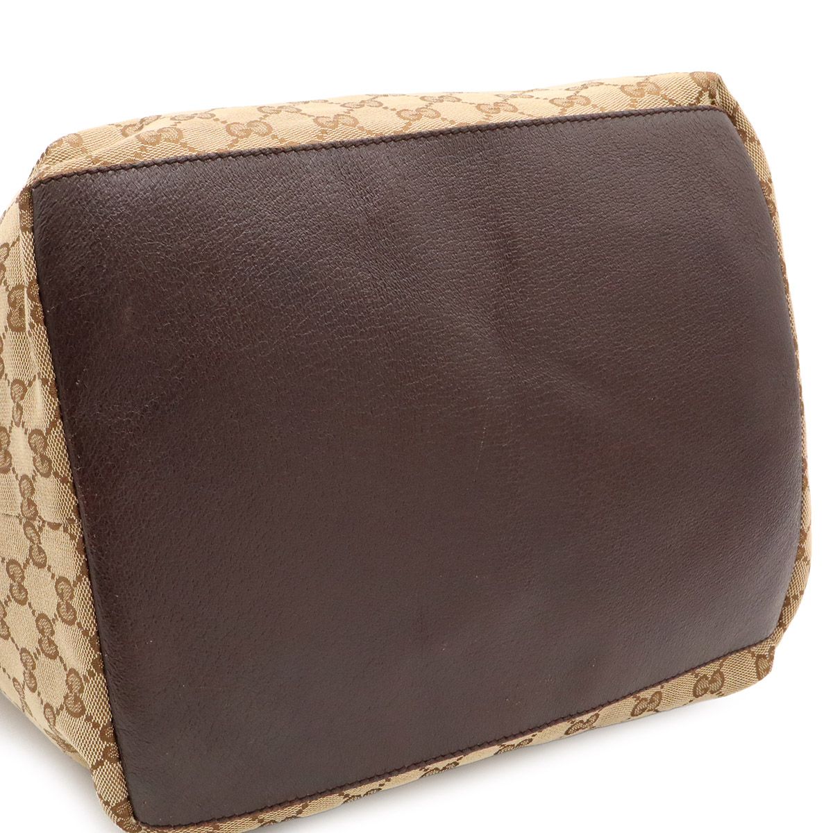 Gucci GG Canvas Sherry Line Tote Shoulder Bag Leather Beige Dark Brown — view 5