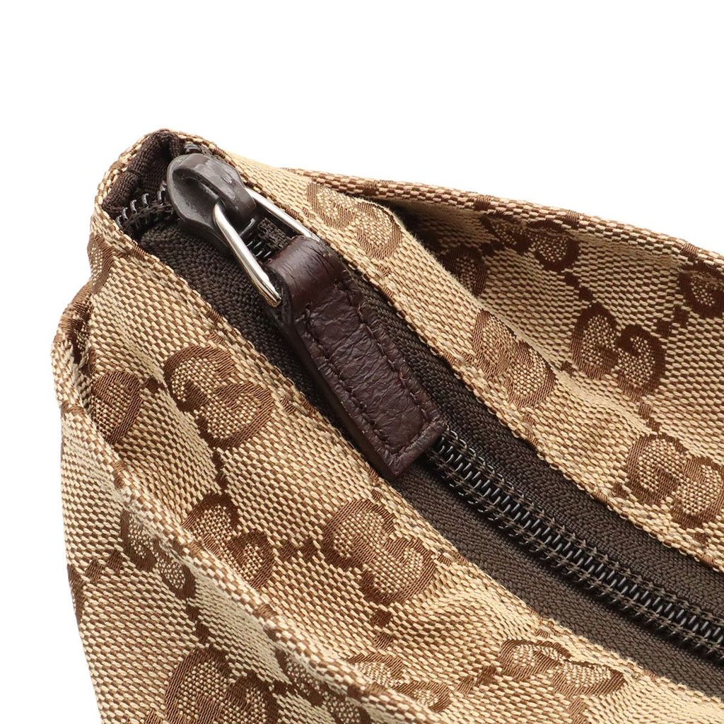 Gucci GG Canvas Sherry Line Tote Shoulder Bag Leather Beige Dark Brown — view 6