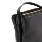 Celine Trio Shoulder Bag Pouch Pochette Crossbody Leather Black Gold — view 7