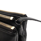 Celine Trio Shoulder Bag Pouch Pochette Crossbody Leather Black Gold — view 5