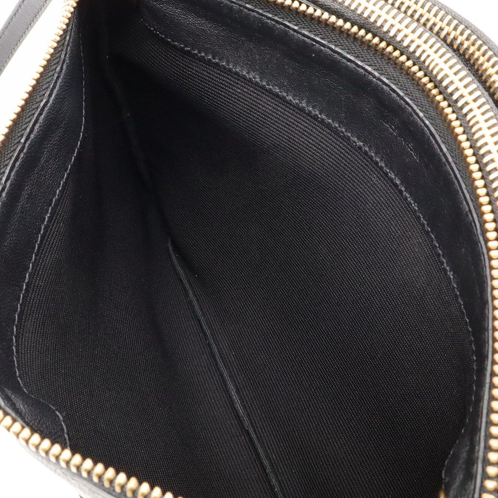 Celine Trio Shoulder Bag Pouch Pochette Crossbody Leather Black Gold — view 8