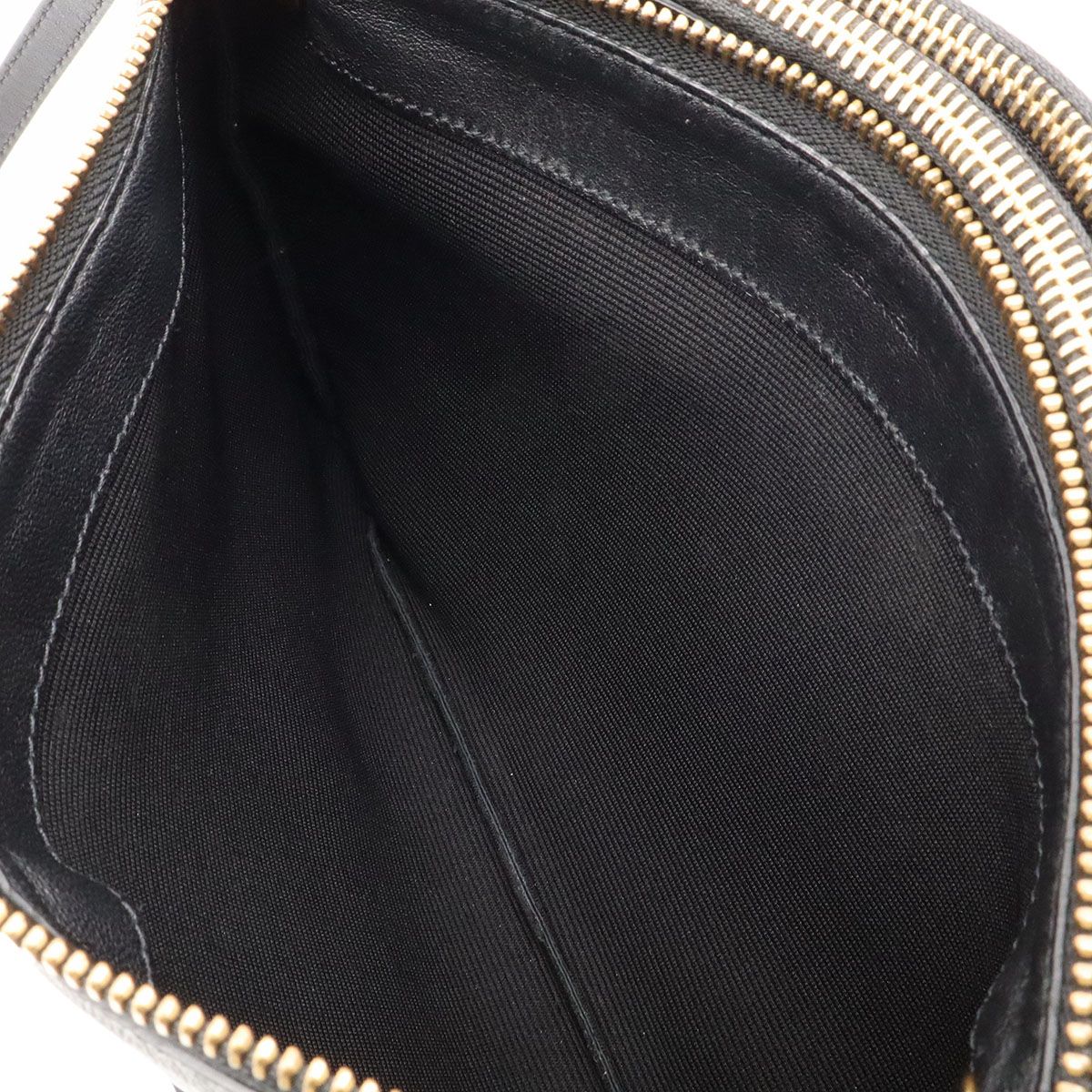 Celine Trio Shoulder Bag Pouch Pochette Crossbody Leather Black Gold — view 8