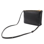 Celine Trio Shoulder Bag Pouch Pochette Crossbody Leather Black Gold — view 2