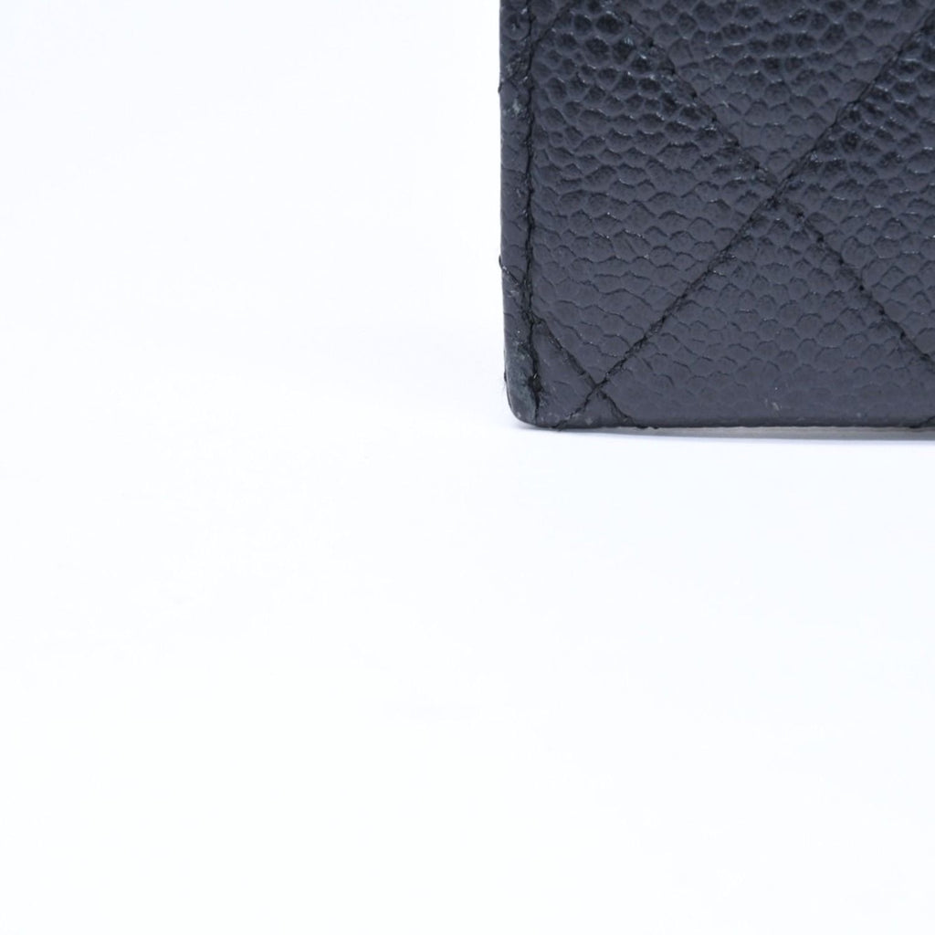 Chanel Classic Card Case CC Logo Caviar Leather Black Gold — view 7