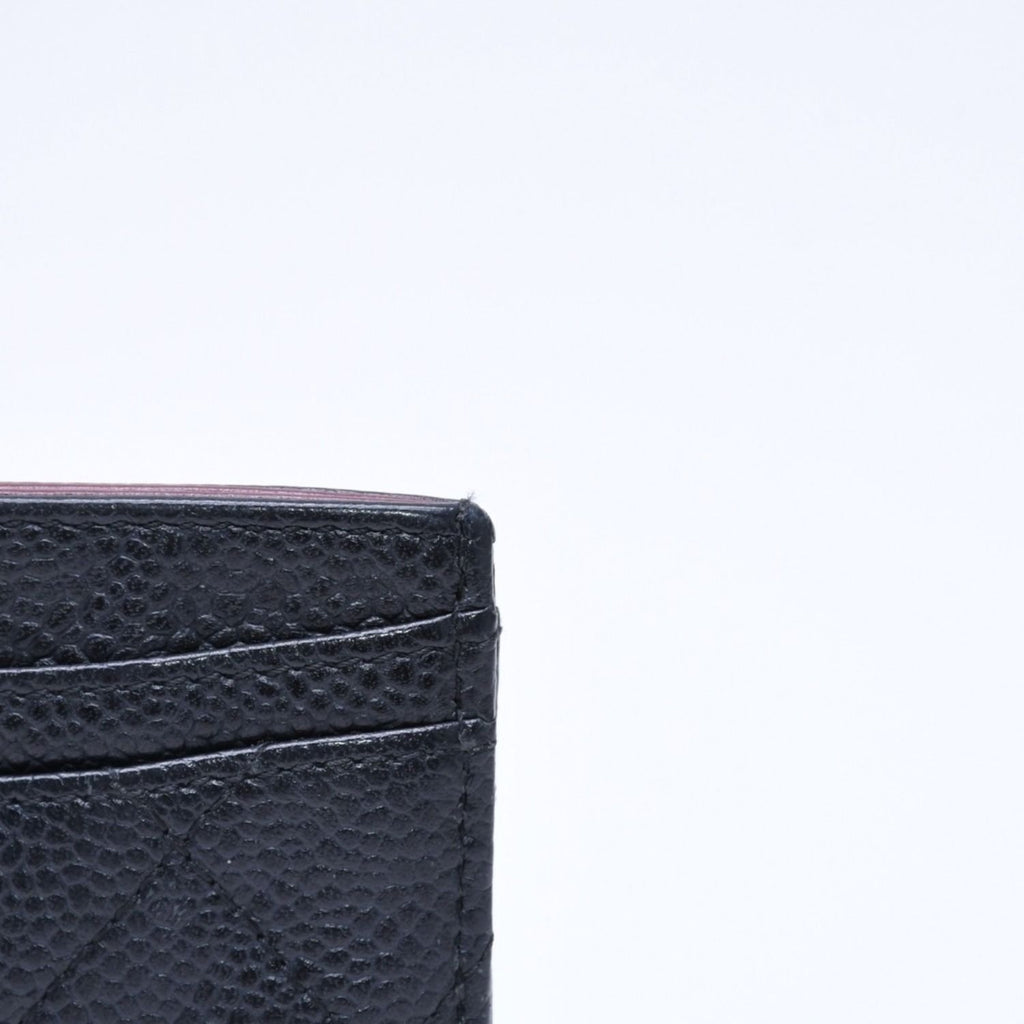 Chanel Classic Card Case CC Logo Caviar Leather Black Gold — view 8