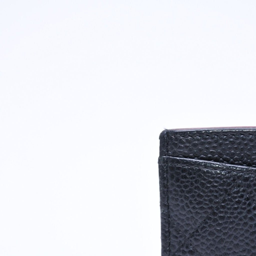 Chanel Classic Card Case CC Logo Caviar Leather Black Gold — view 6