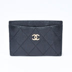 Chanel Classic Card Case CC Logo Caviar Leather Black Gold — view 2