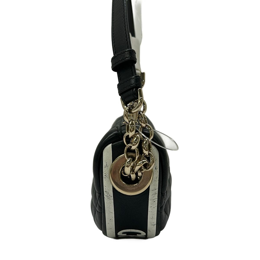 Dior Shoulder Bag Vibe Hobo Micro Cannage Stitch Black White 2-Way Lambskin — view 2