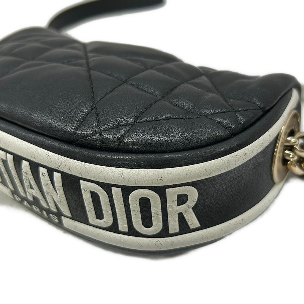 Dior Shoulder Bag Vibe Hobo Micro Cannage Stitch Black White 2-Way Lambskin — view 6