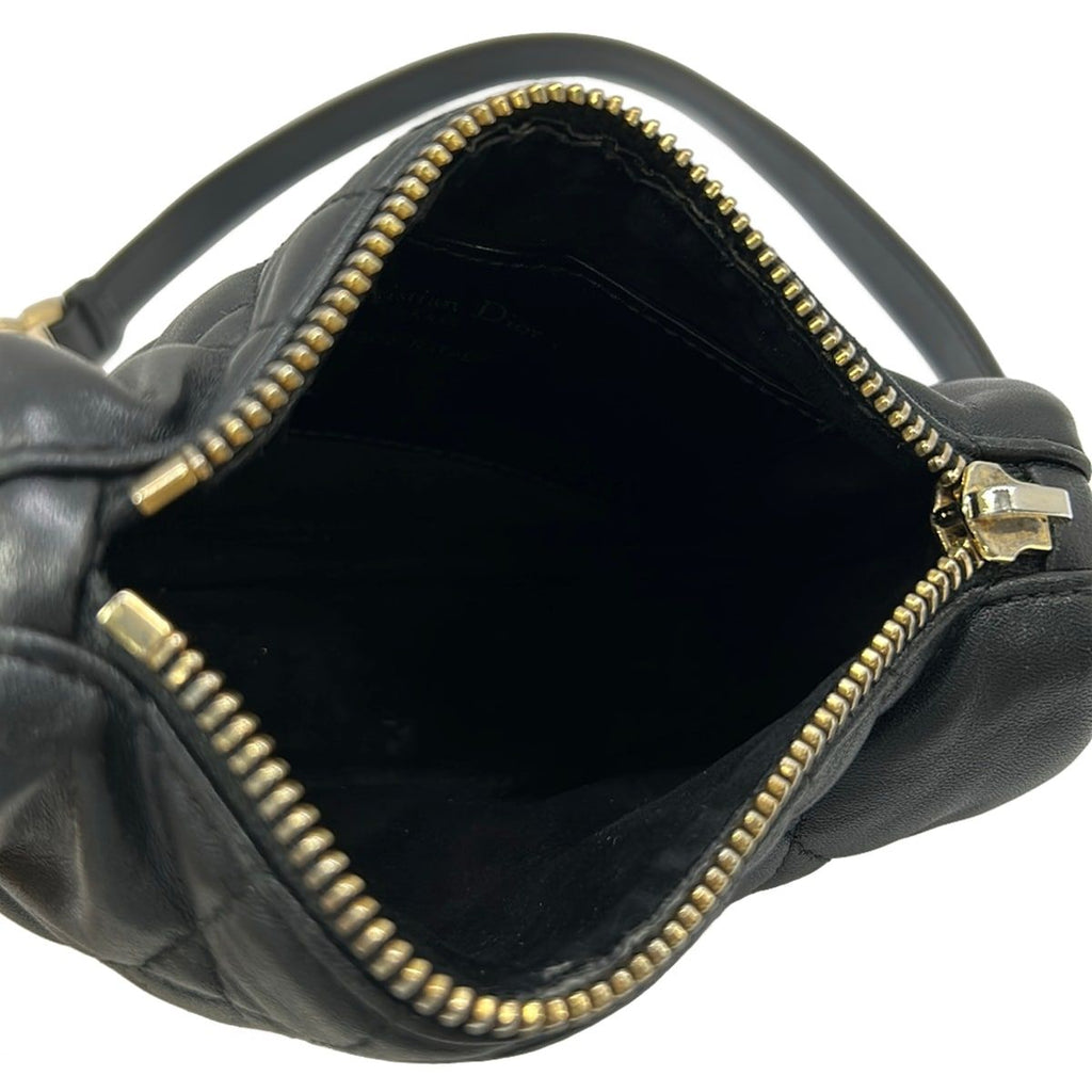 Dior Shoulder Bag Vibe Hobo Micro Cannage Stitch Black White 2-Way Lambskin — view 7