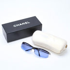 Chanel Half Rim Sunglasses Eyewear Blue Lens