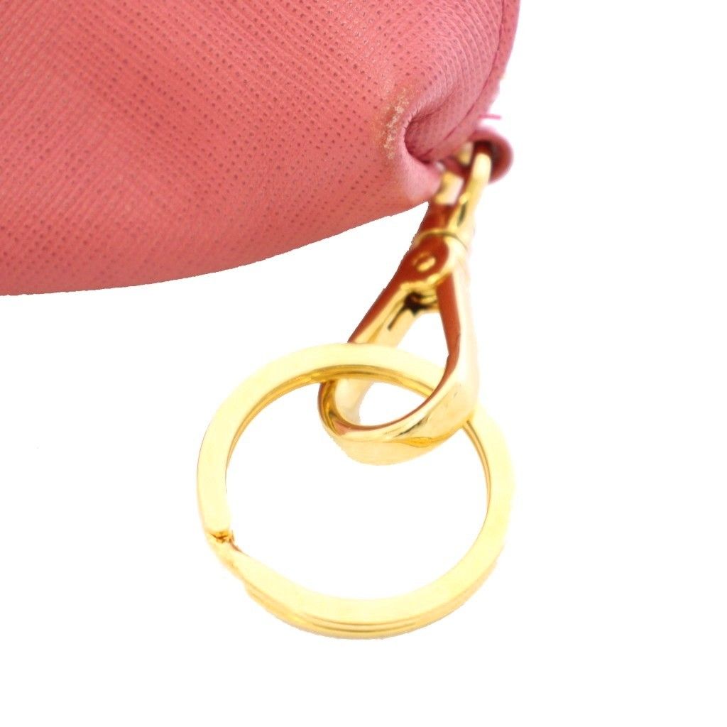 Prada Saffiano Leather Key Ring Coin Purse Dome Shape Mini Pouch Pink TK — view 6