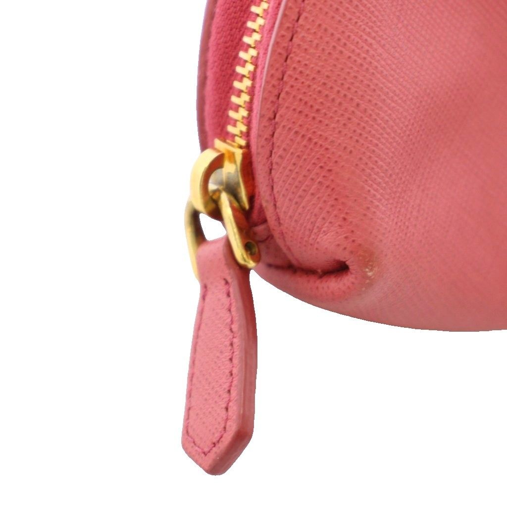 Prada Saffiano Leather Key Ring Coin Purse Dome Shape Mini Pouch Pink TK — view 5