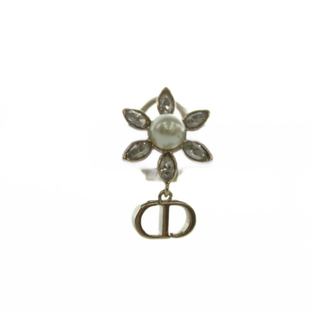 Dior Bloom in Blue Earrings for Flower Motif Gold Color White BB — view 4