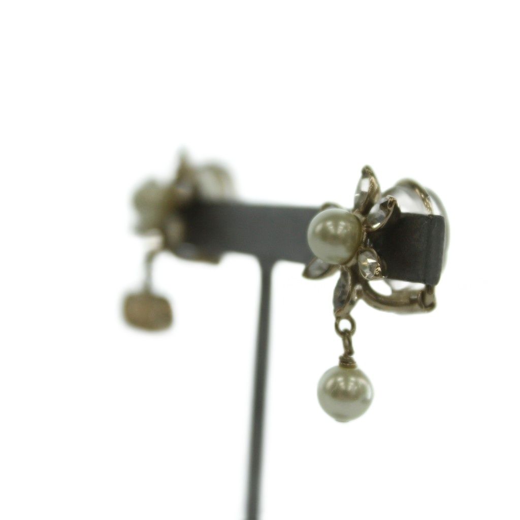 Dior Bloom in Blue Earrings for Flower Motif Gold Color White BB — view 2