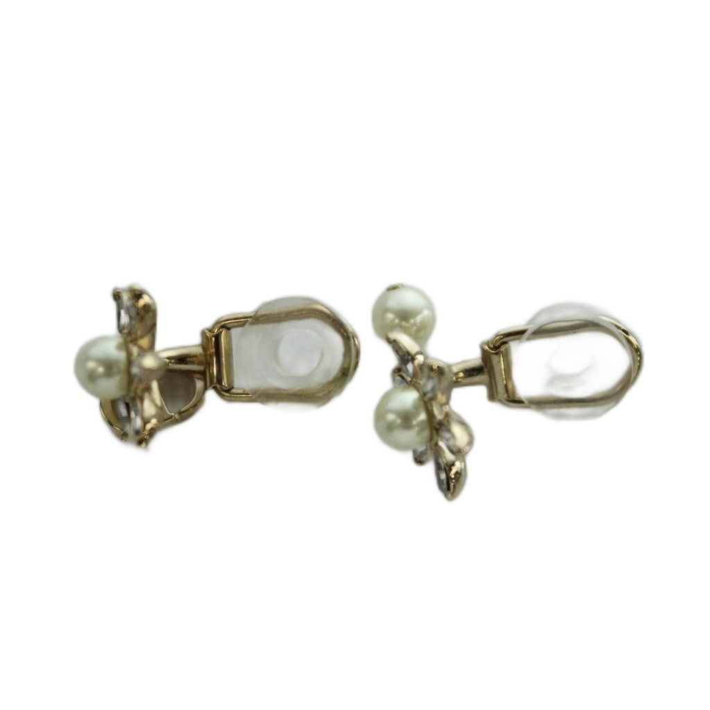 Dior Bloom in Blue Earrings for Flower Motif Gold Color White BB — view 7