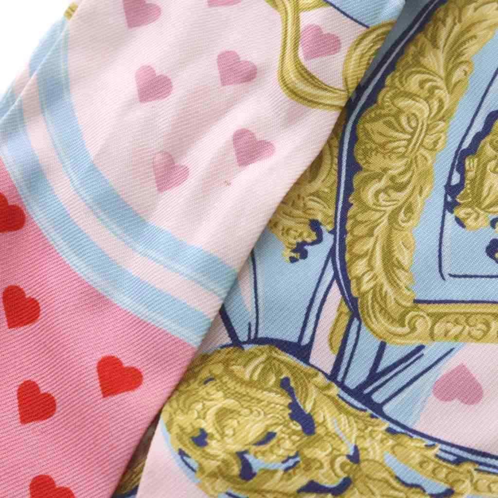 Hermes Twilly Scarf Brid Gala Love Heart Pattern Silk Pink — view 7