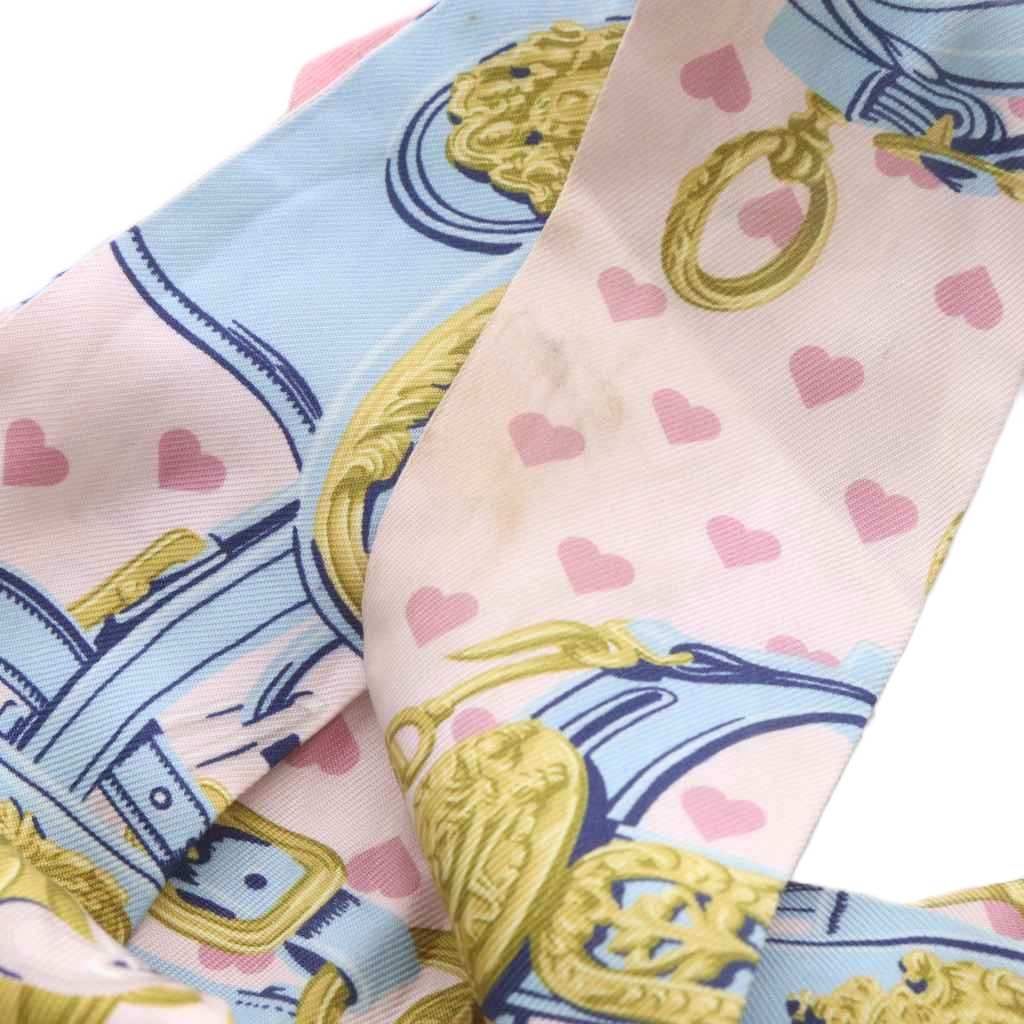 Hermes Twilly Scarf Brid Gala Love Heart Pattern Silk Pink — view 6