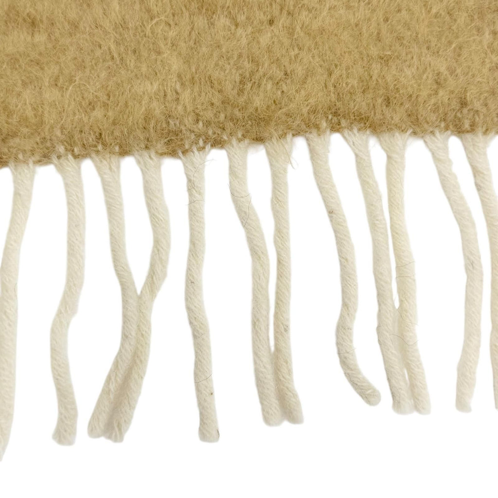 Loewe Mohair Wool Anagram Leather Patch Border Pattern Fringe Long Scarf — view 5