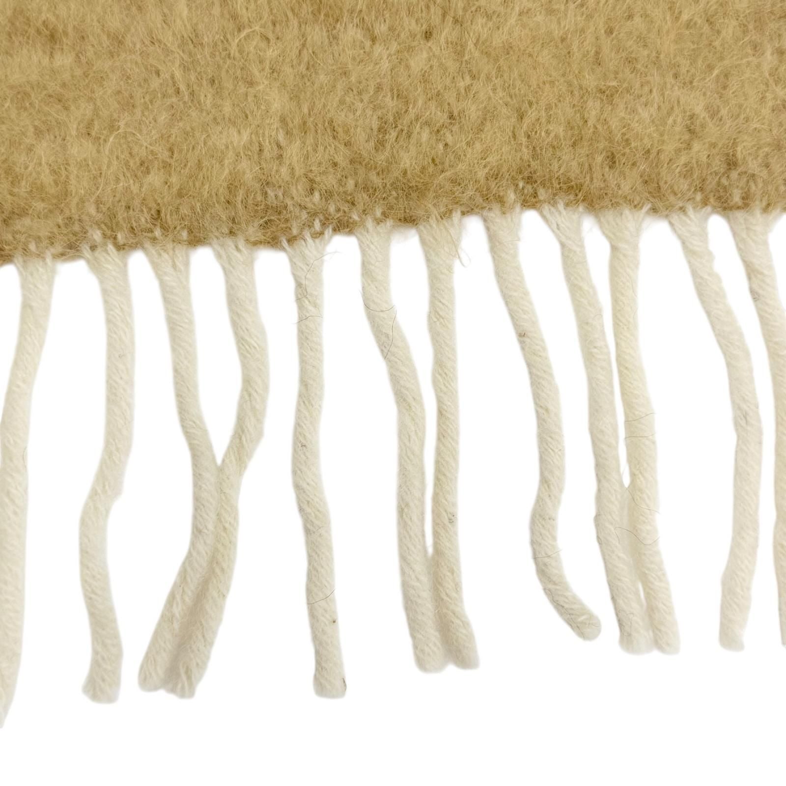 Loewe Mohair Wool Anagram Leather Patch Border Pattern Fringe Long Scarf — view 5