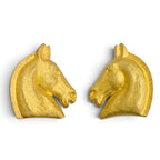 Hermes Vintage Cheval Horse Head Earrings for Gold Heavy Feeling