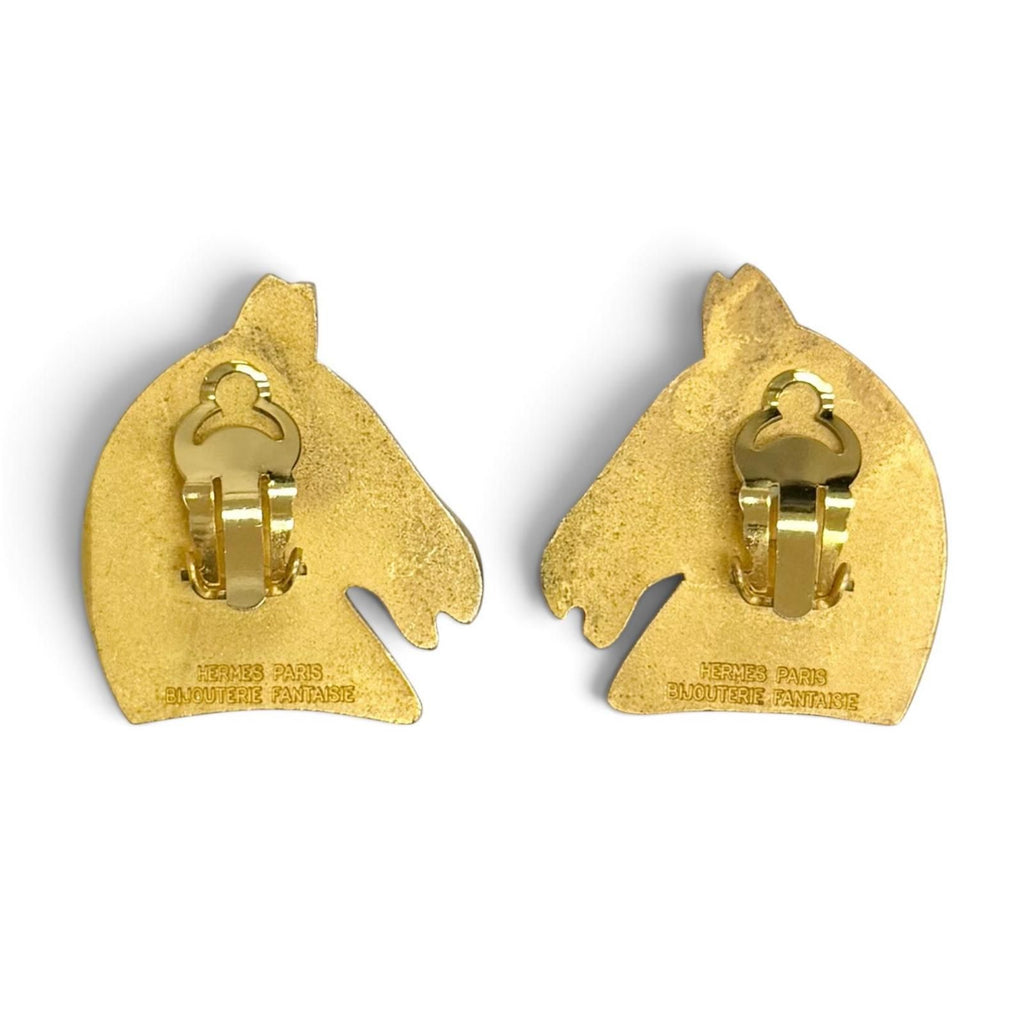 Hermes Vintage Cheval Horse Head Earrings for Gold Heavy Feeling — view 3