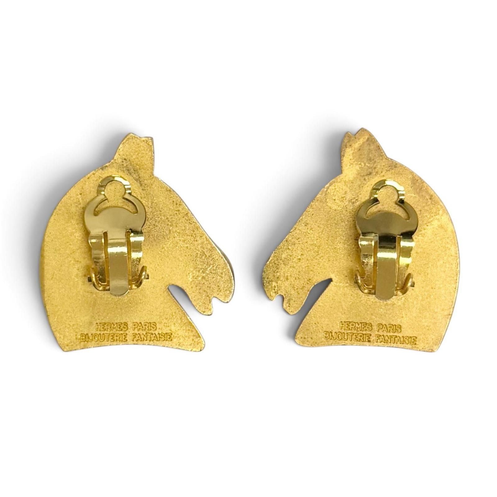 Hermes Vintage Cheval Horse Head Earrings for Gold Heavy Feeling — view 3