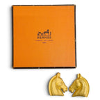 Hermes Vintage Cheval Horse Head Earrings for Gold Heavy Feeling — view 2