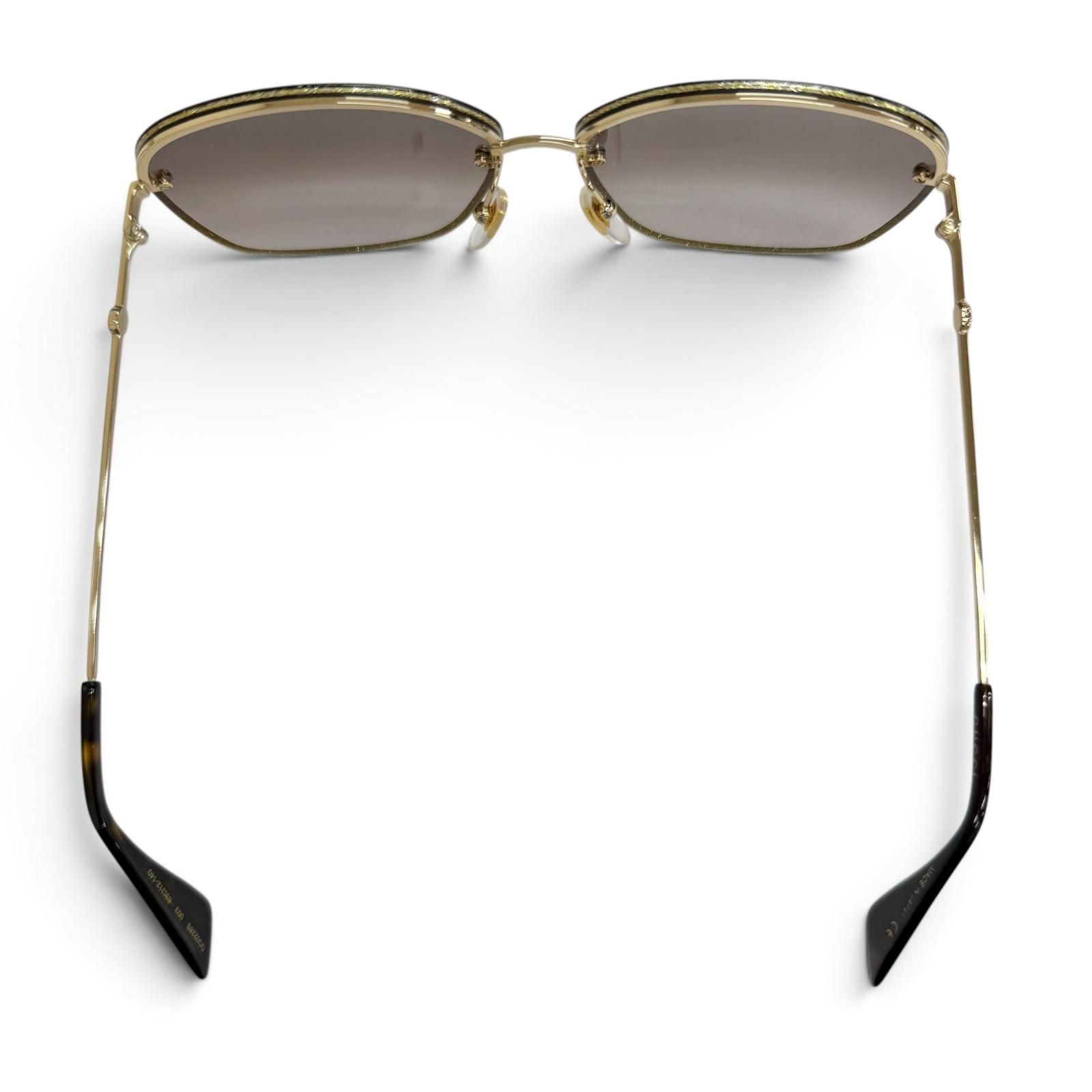Gucci Interlocking G Glitter Square Sunglasses Gold Brown Eyewear — view 6