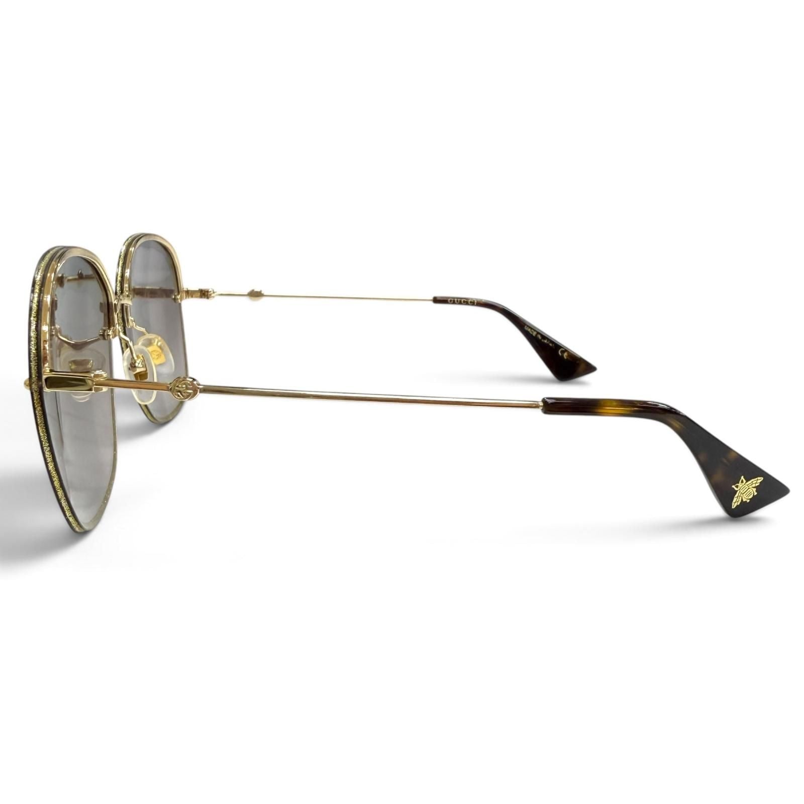 Gucci Interlocking G Glitter Square Sunglasses Gold Brown Eyewear — view 4