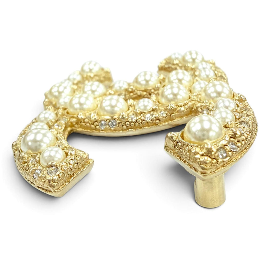 Chanel Metal CC Logo Faux Pearl Brooch Gold — view 4