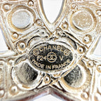 Chanel Metal CC Logo Faux Pearl Brooch Gold — view 7