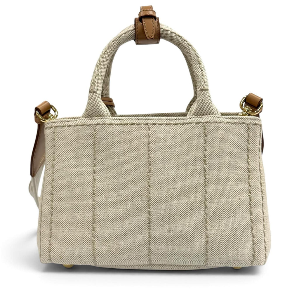Prada Canapa Ricamo Jardiniere Linen Blend Mini Handbag Natural — view 4
