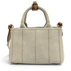 Prada Canapa Ricamo Jardiniere Linen Blend Mini Handbag Natural — view 4