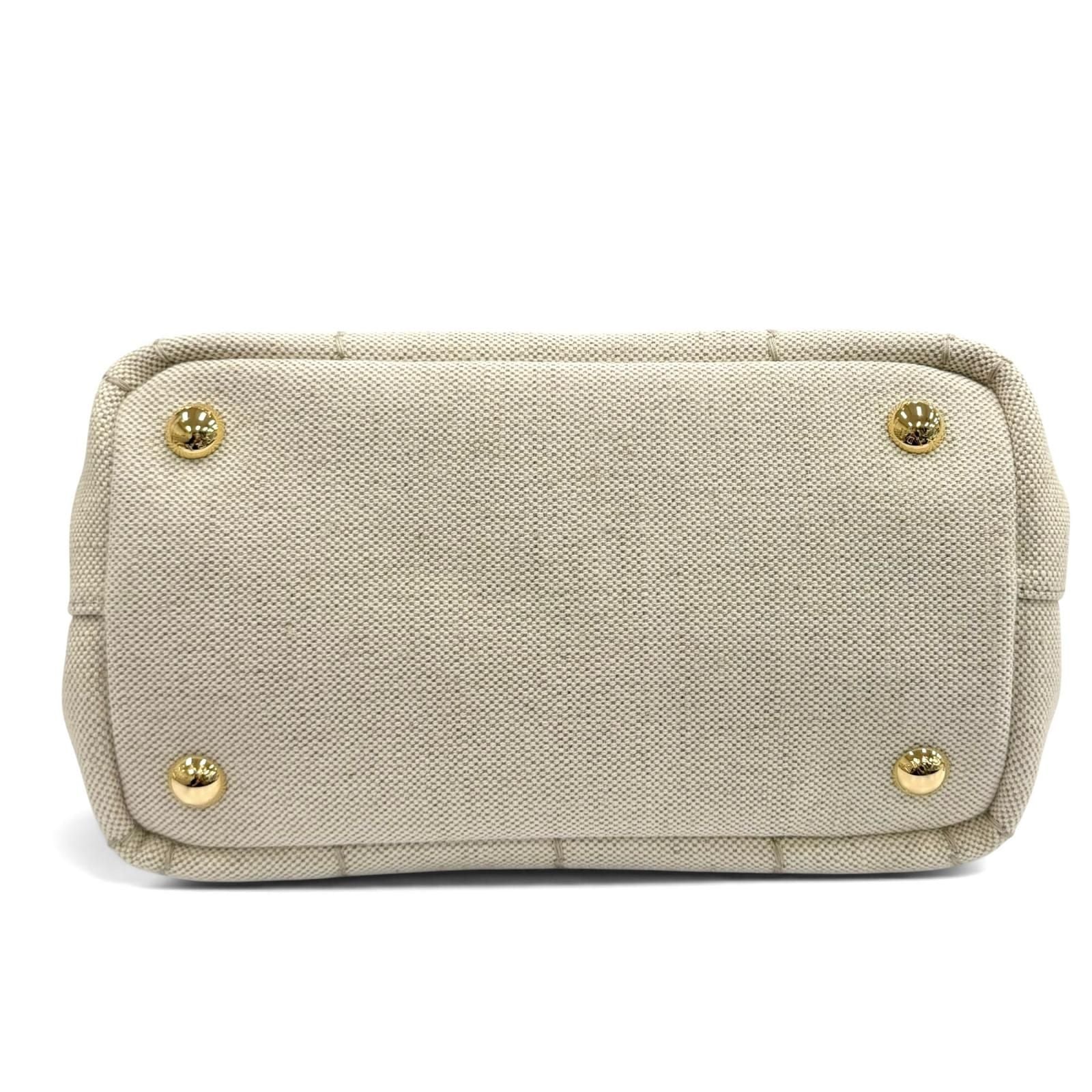 Prada Canapa Ricamo Jardiniere Linen Blend Mini Handbag Natural — view 6