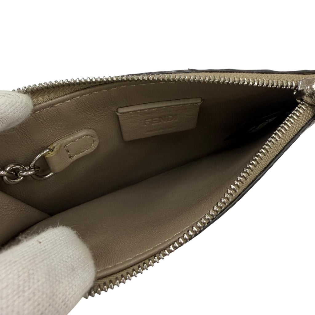 Fendi Fragment Case Mini Wallet Coin Card Holder with Key Ring Roman Leather — view 6
