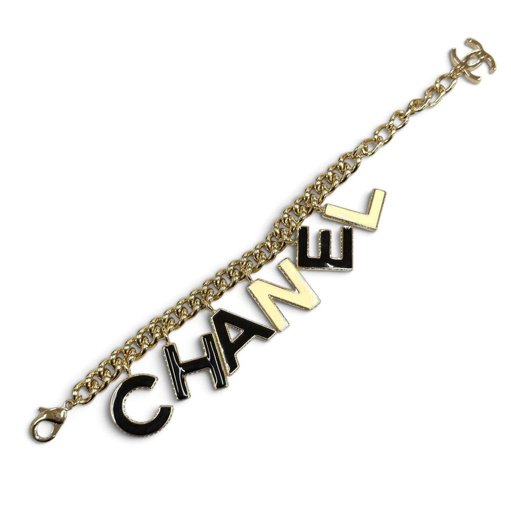Chanel Logo Design CC Chain Bracelet Gold — view 3