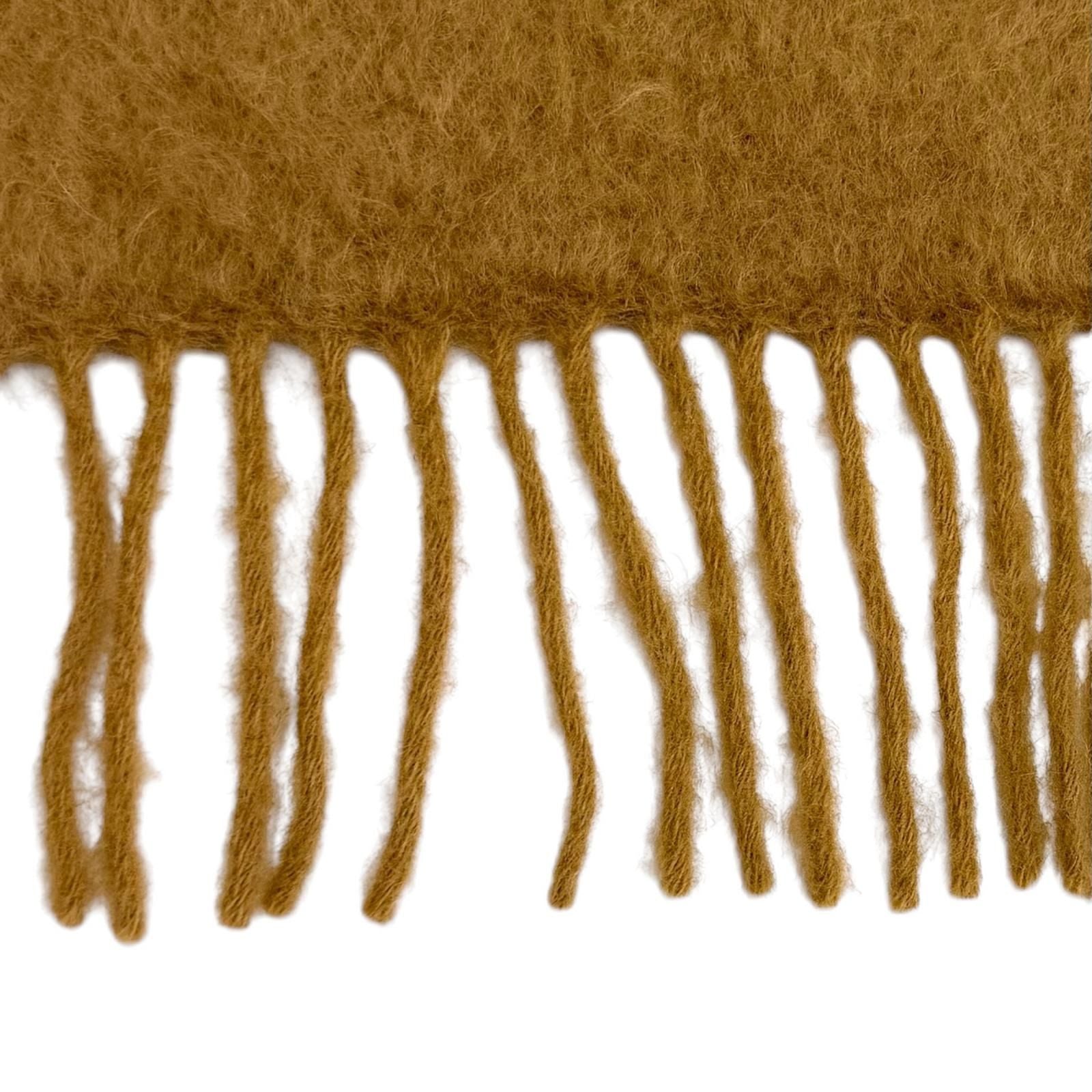 Loewe a Mohair Wool Blend Leather Anagram Patch with Fringe Scarf Brown — view 5