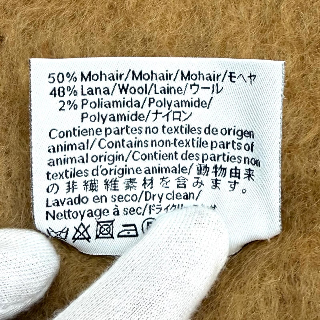 Loewe a Mohair Wool Blend Leather Anagram Patch with Fringe Scarf Brown — view 8
