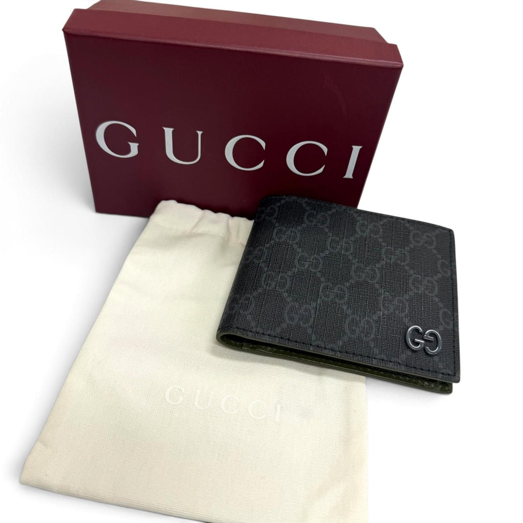Gucci GG Coin Wallet Supreme Canvas Interlocking G Bifold Gray — view 2