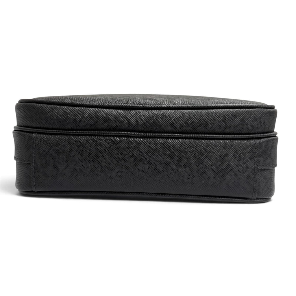 Prada Saffiano Leather Triangle Logo Shoulder Bag Black — view 5
