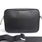 Prada Saffiano Leather Triangle Logo Shoulder Bag Black — view 3