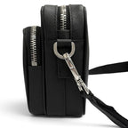 Prada Saffiano Leather Triangle Logo Shoulder Bag Black — view 4